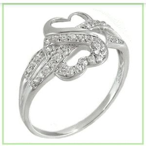Sterling silver double heart ring